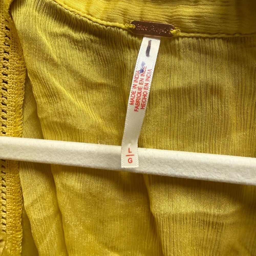 NWOT Free People Bali Dragon Lilly Embroidered Top- Misted Yellow - Picture 11 of 11